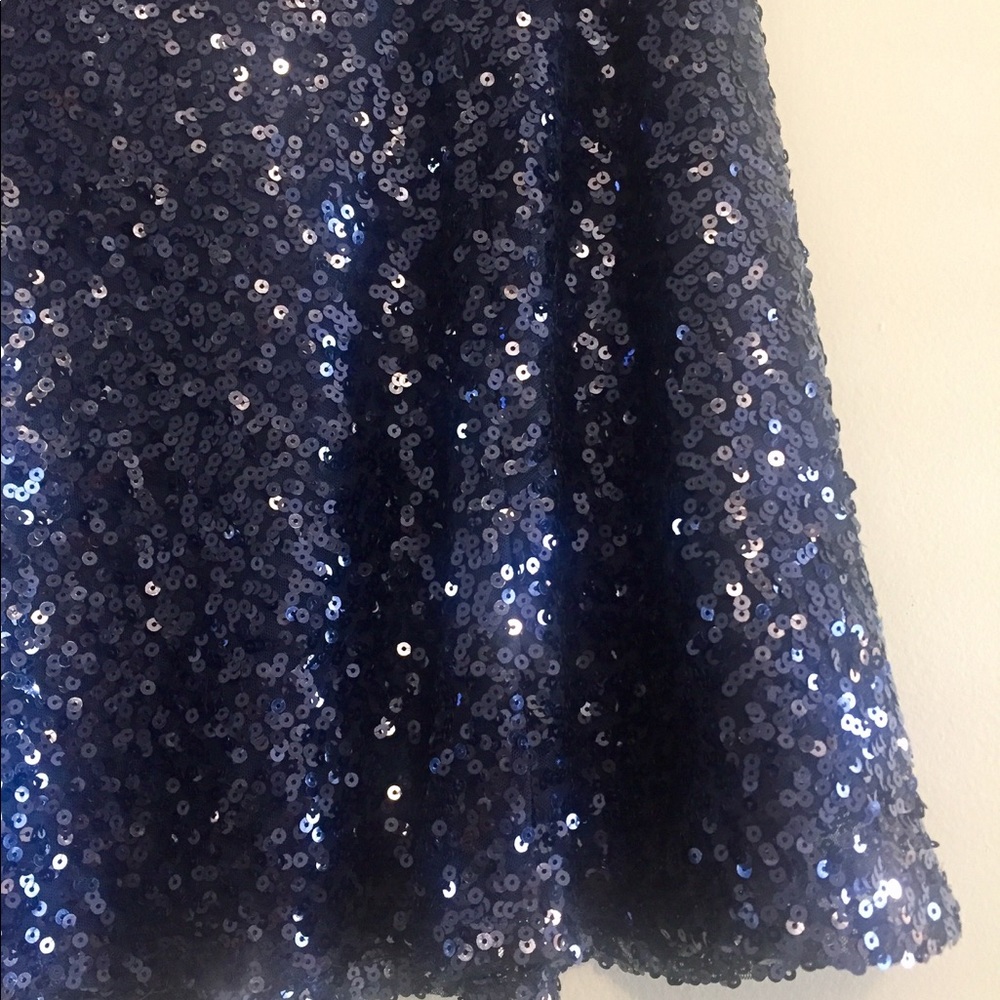 Navy Sequin Skater Mini Skirt
